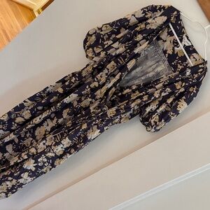 Apiece Apart Navy and Cream Floral Dress